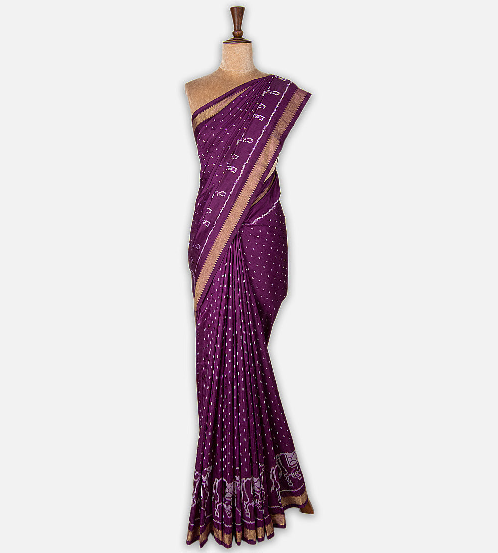 Purple Ikkat Silk Saree