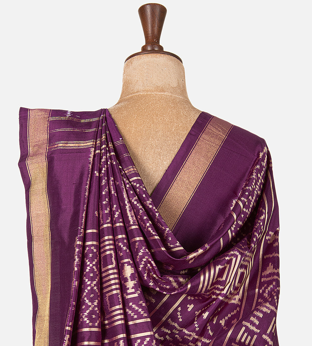 Purple Ikkat Silk Saree