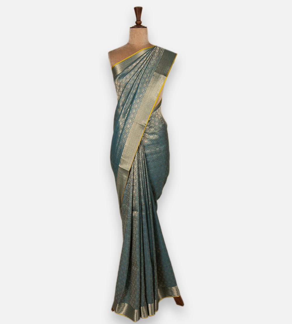 Blue Banarasi Crepe Saree