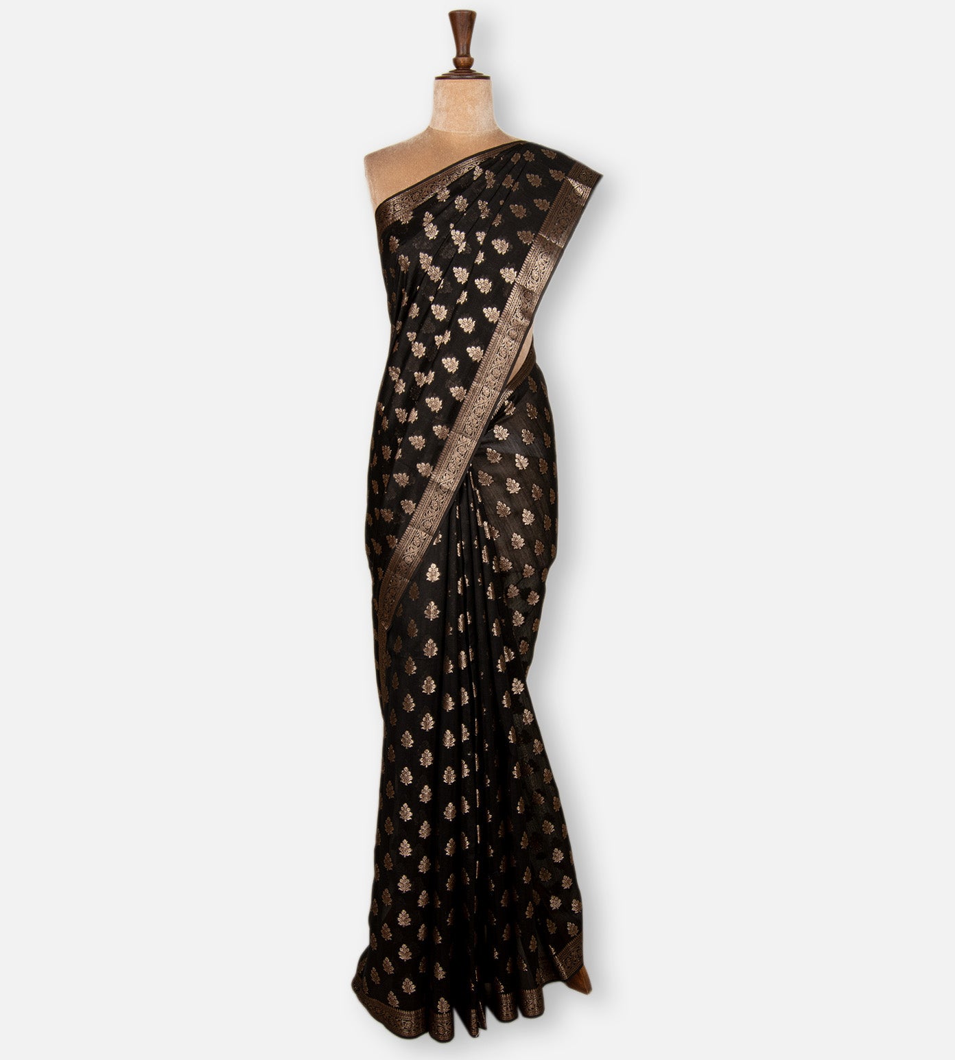 Black Chanderi Cotton Saree