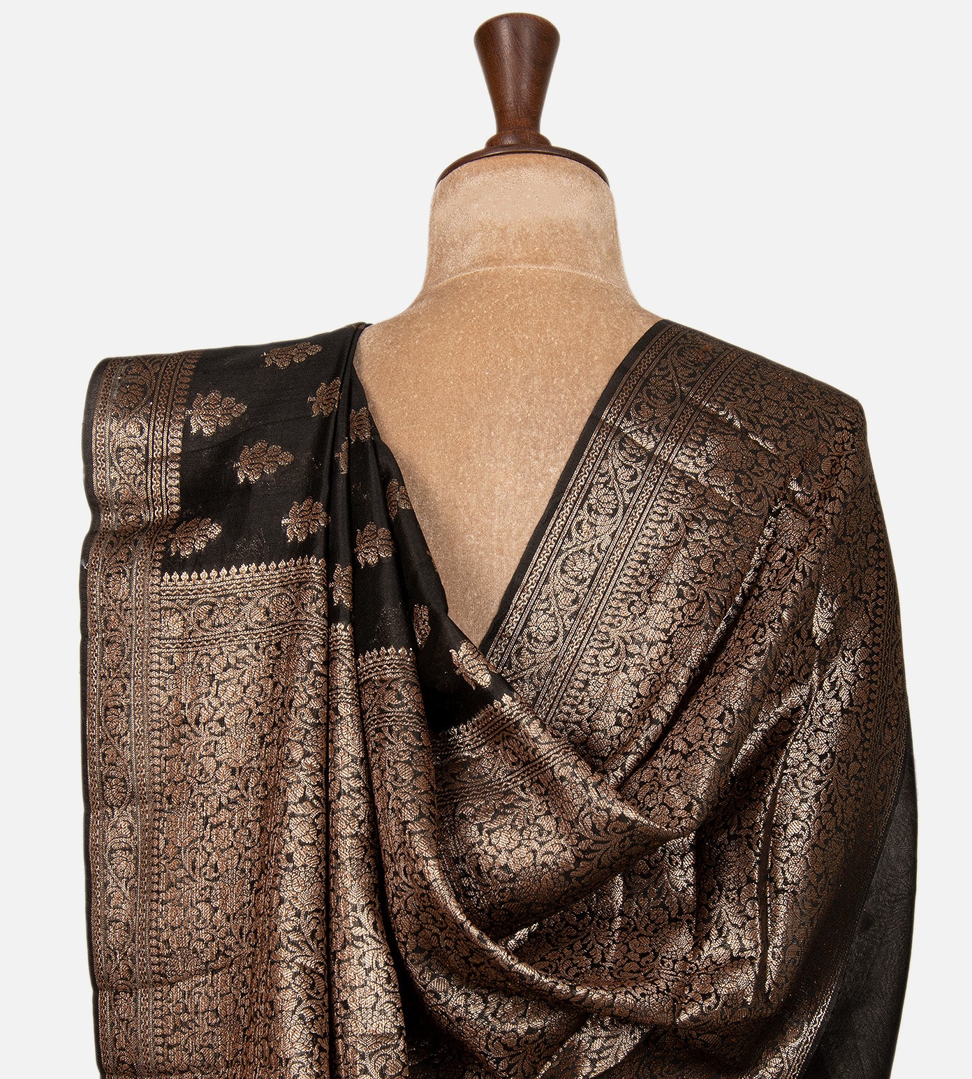 Black Chanderi Cotton Saree