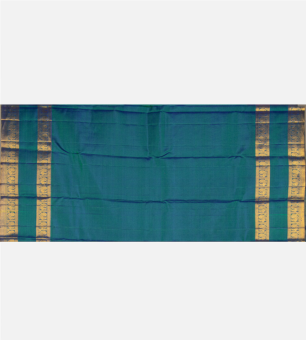 Peacock Blue Kanchipuram Silk Saree