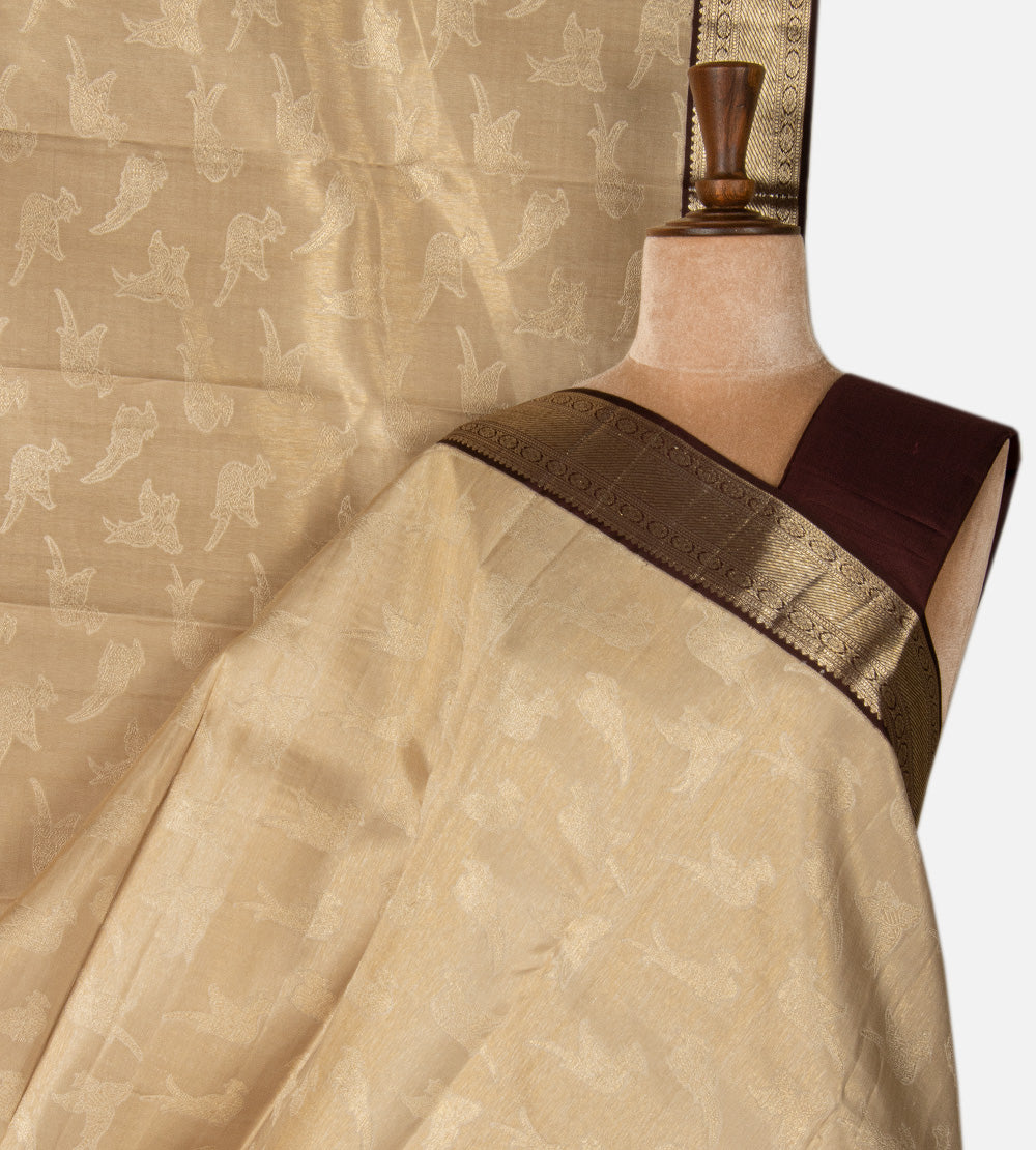 Beige Kanchipuram Silk Saree