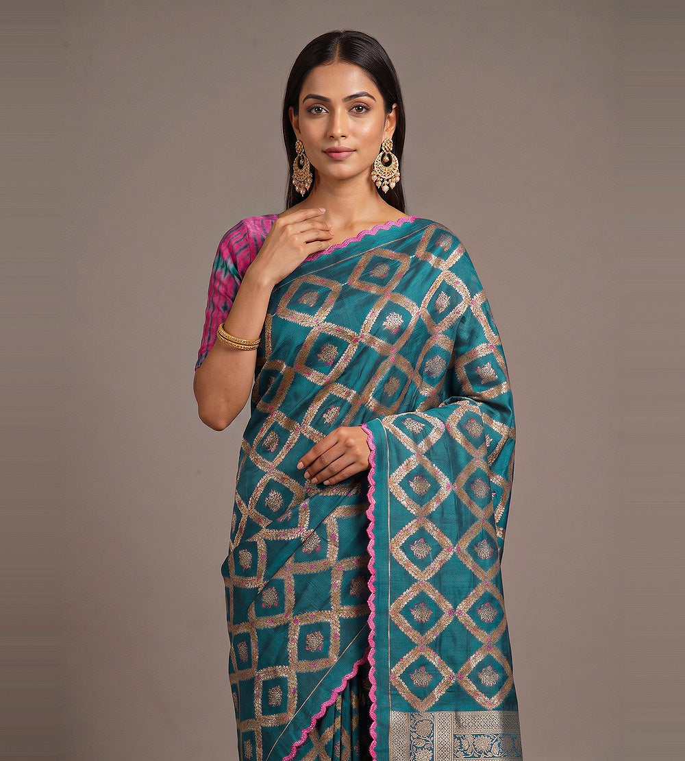 Blue Banarasi Tussar Georgette Saree