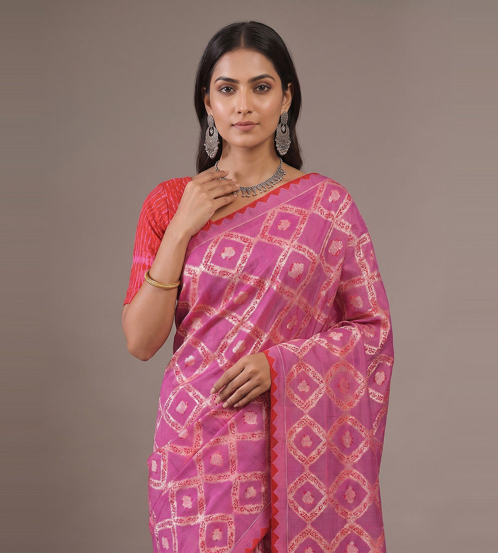Pink Banarasi Tussar Georgette Saree