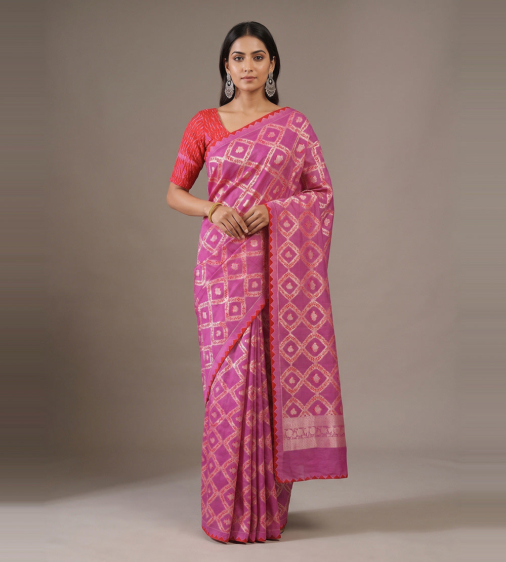 Pink Banarasi Tussar Georgette Saree