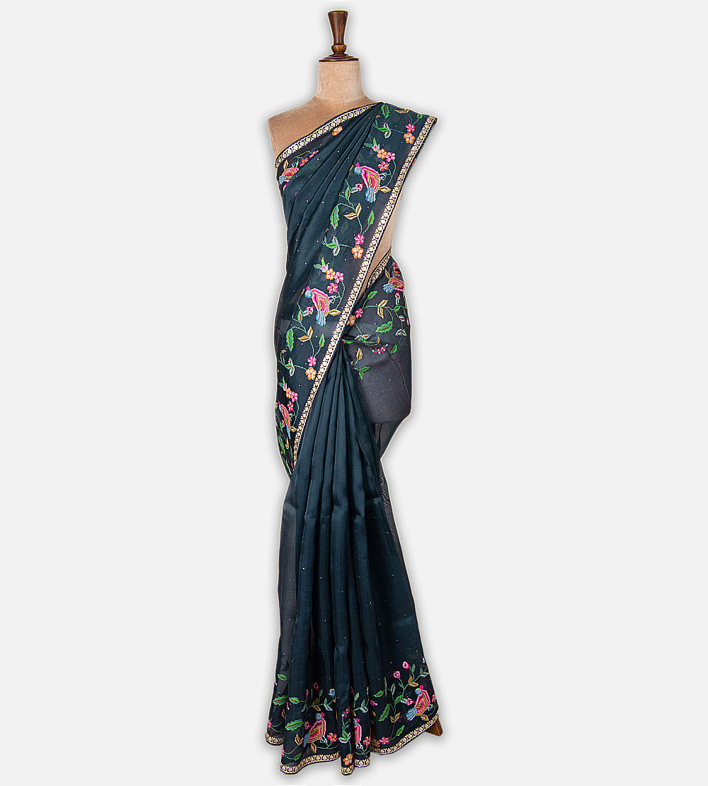 Deep Blue Organza Saree