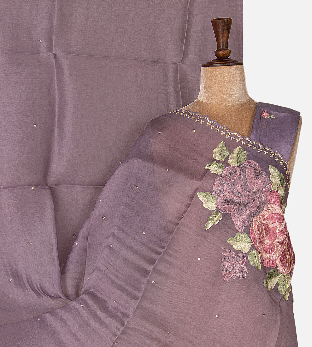 Muted Mauve Organza Saree
