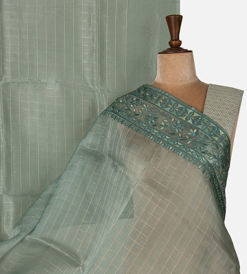 Blue Organza Saree