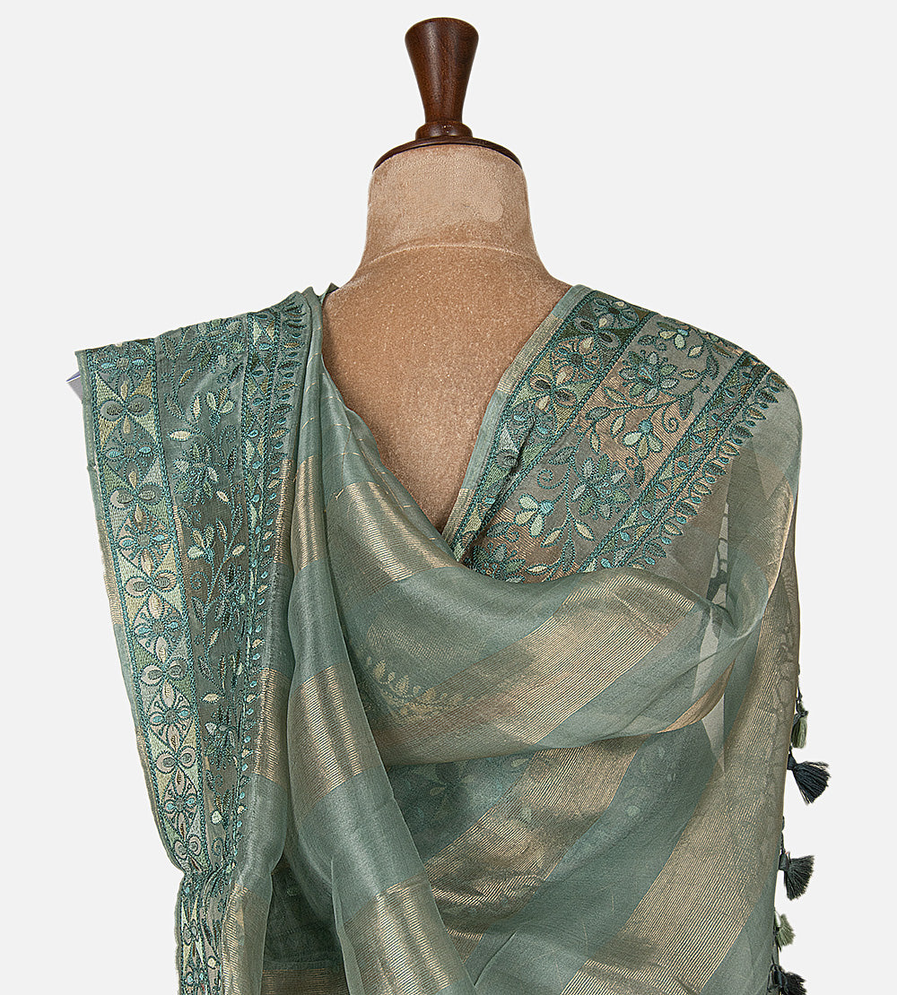 Blue Organza Saree