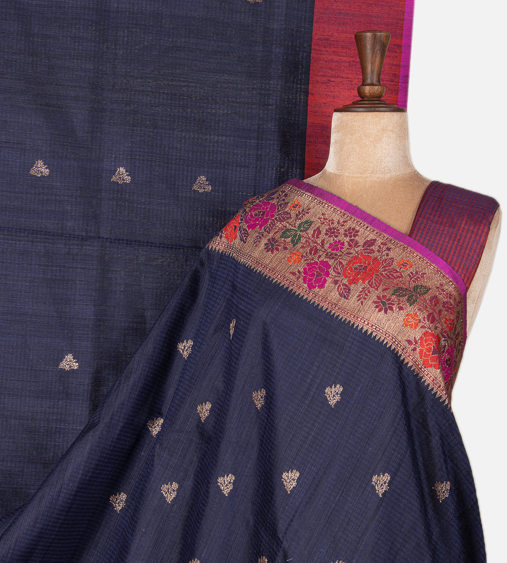 Blue Banarasi Tussar Saree