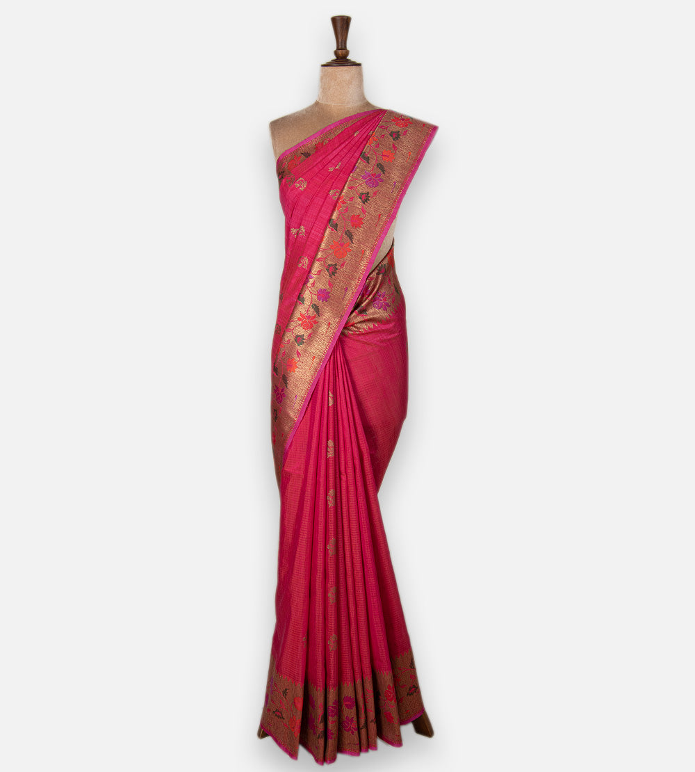Pink Banarasi Tussar Saree