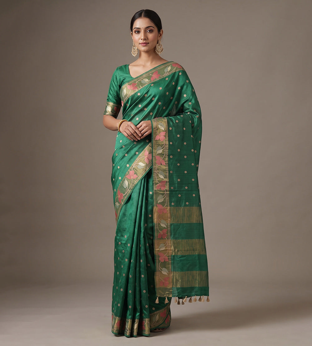 Green Tussar Saree