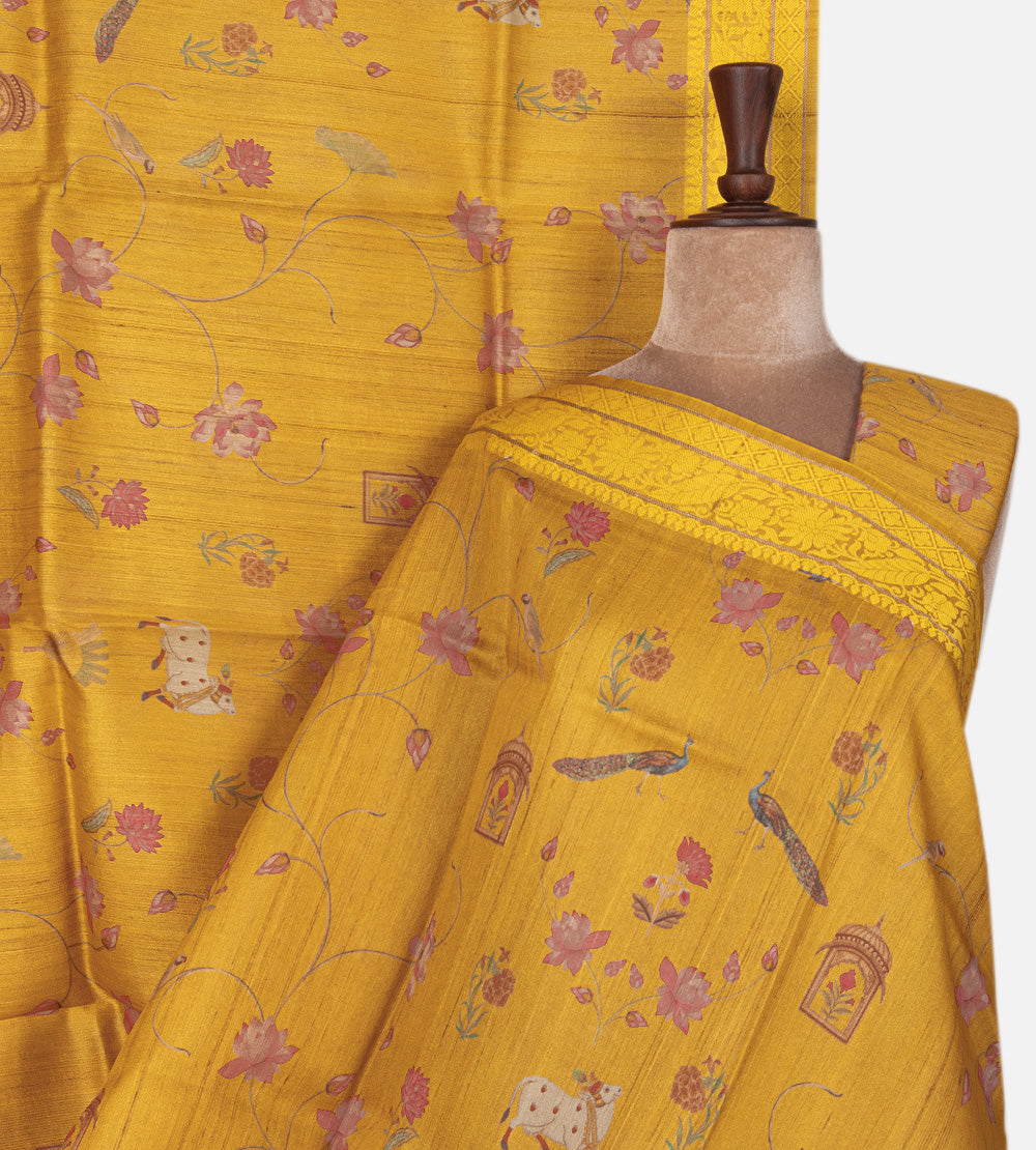 Yellow Tussar Saree