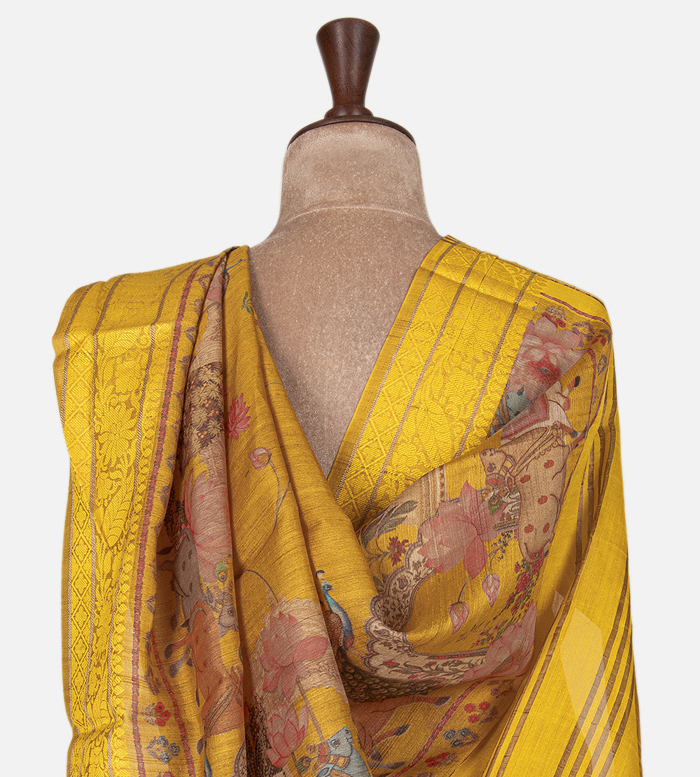Yellow Tussar Saree
