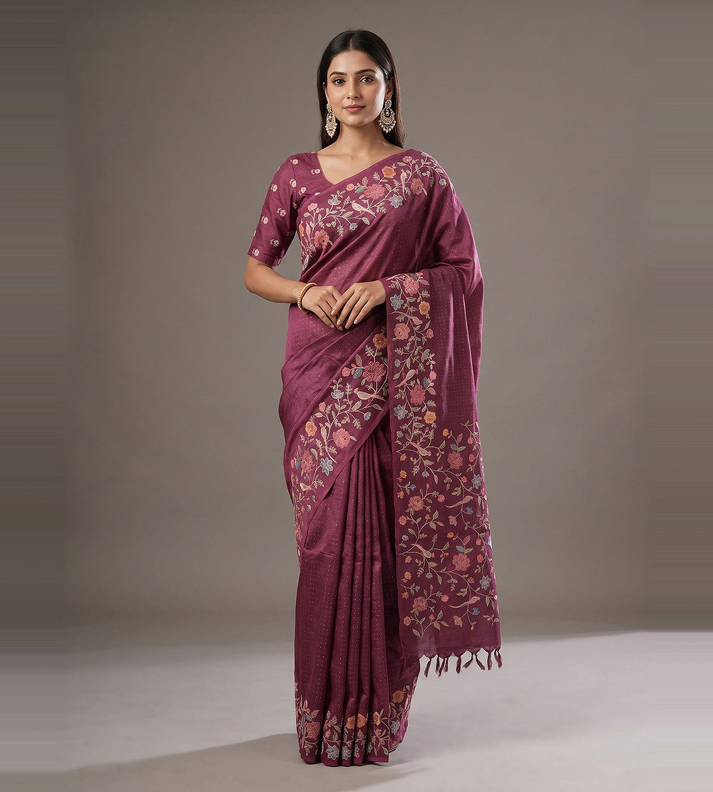 Onion Pink Tussar Saree