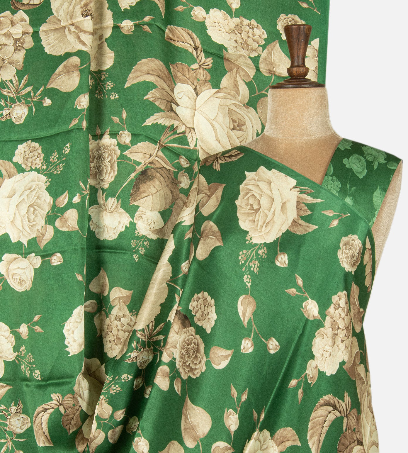 Green Satin Crepe Saree