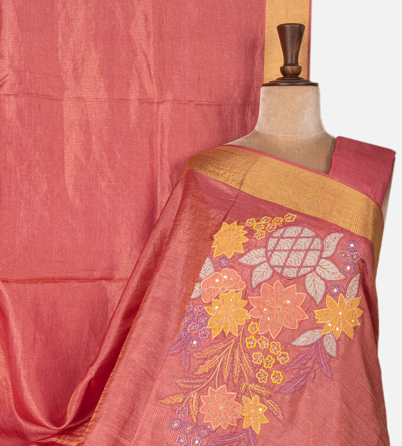 Pink Tussar Saree