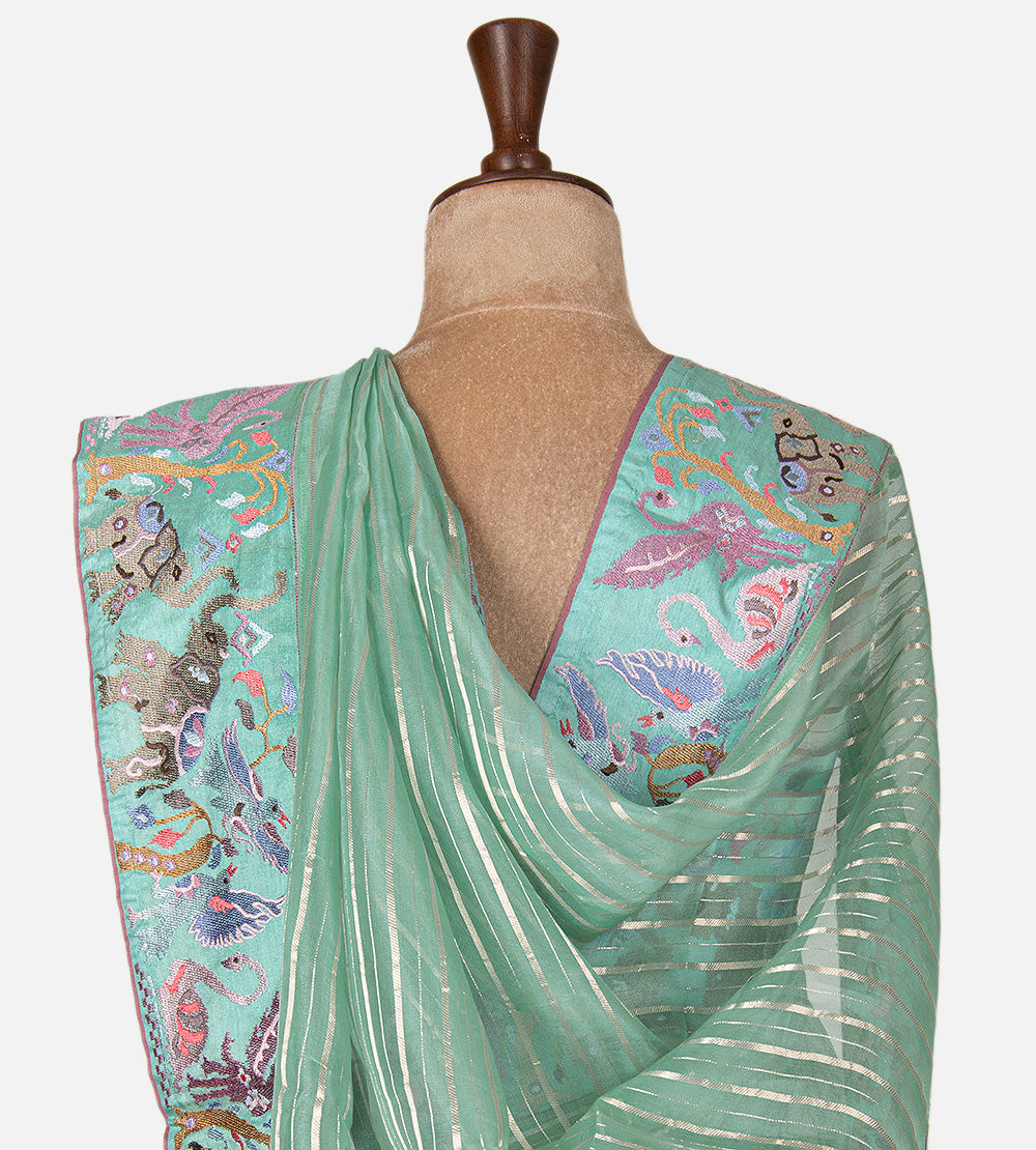 Blue Organza Saree