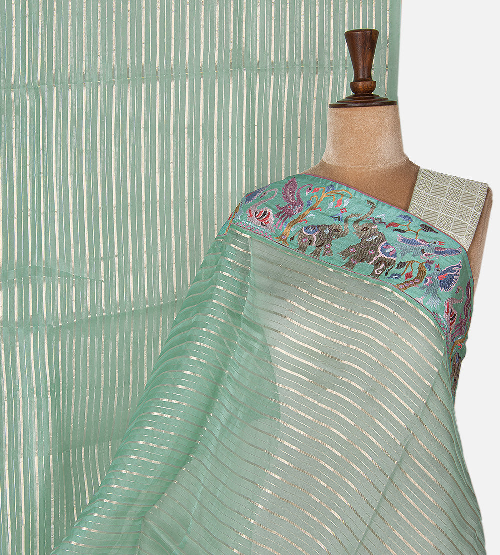 Blue Organza Saree