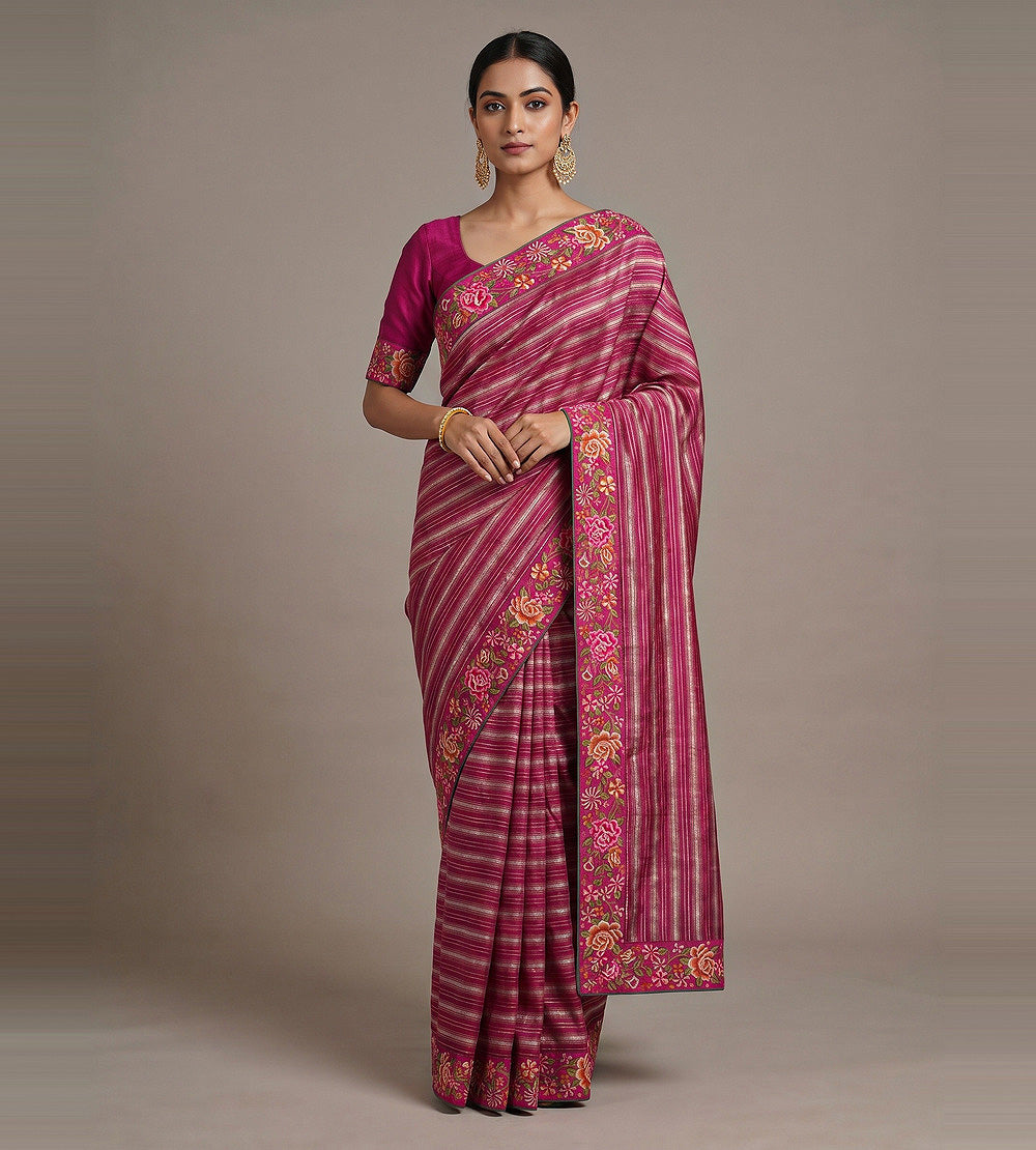 Pink Tussar Saree