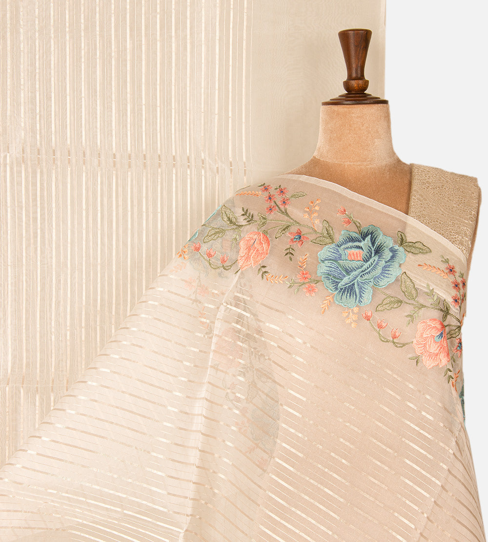 Light Beige Organza Saree