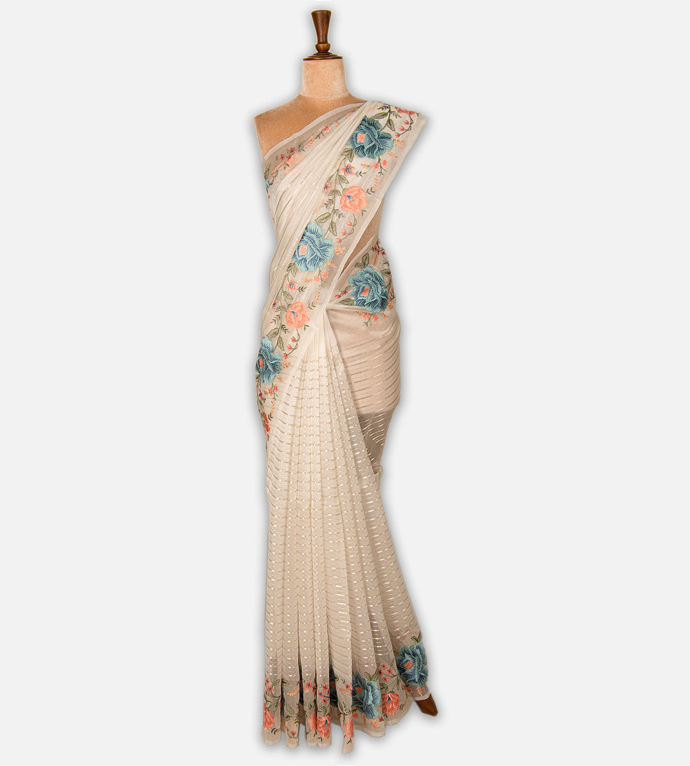 Light Beige Organza Saree