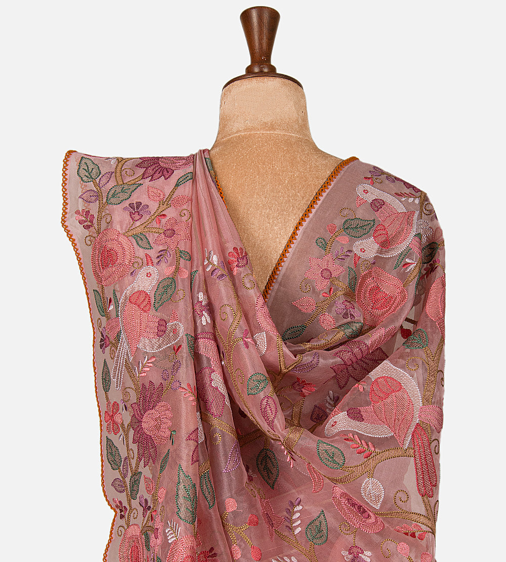 Pink Organza Saree