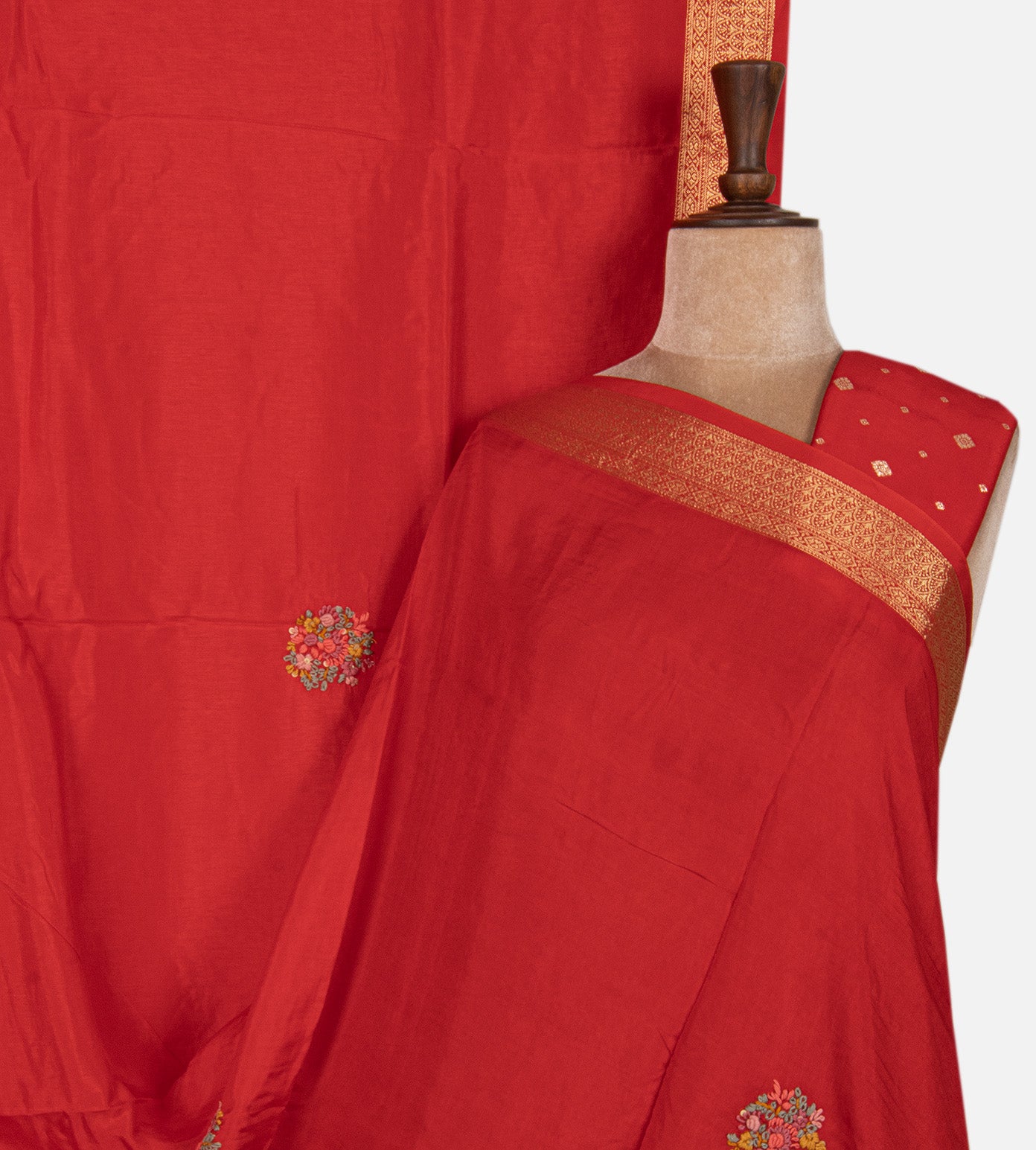 Red Semi Crepe Saree