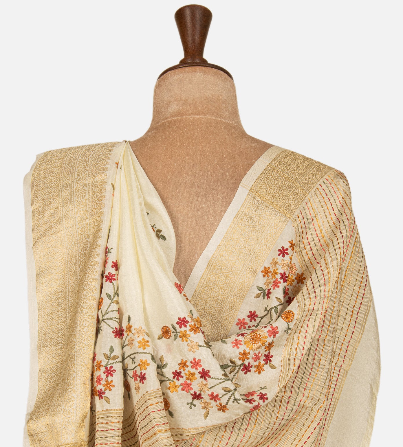 Off-White Semi Crepe Saree