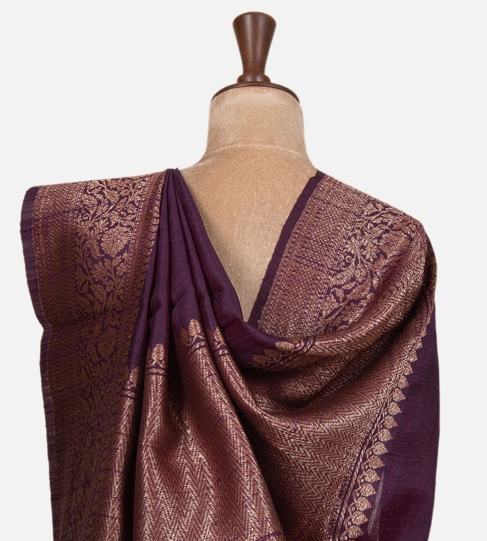 Purple Banarasi Tussar Saree