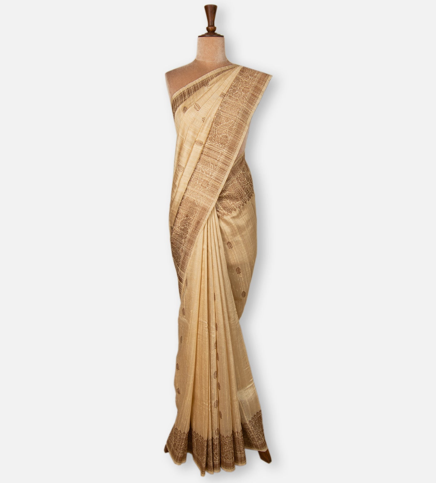 Light Beige Banarasi Tussar Saree