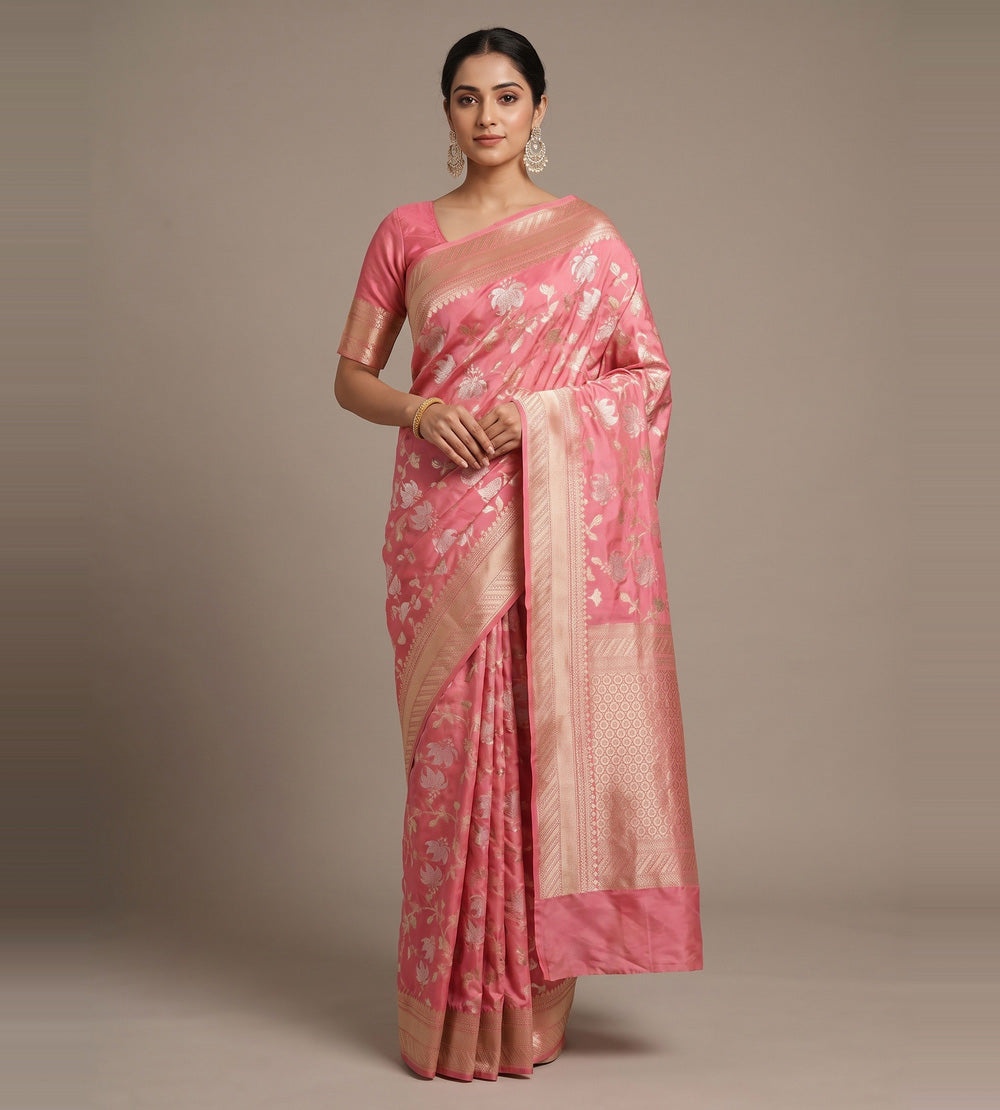 Pink Banarasi Silk Saree