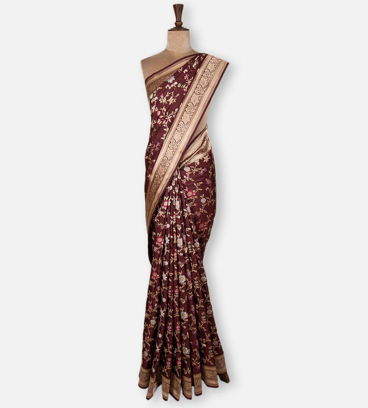 Deep Maroon Banarasi Silk Saree