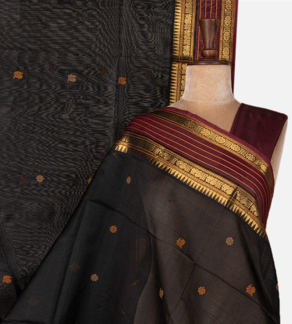 Black Cotton Silk Saree