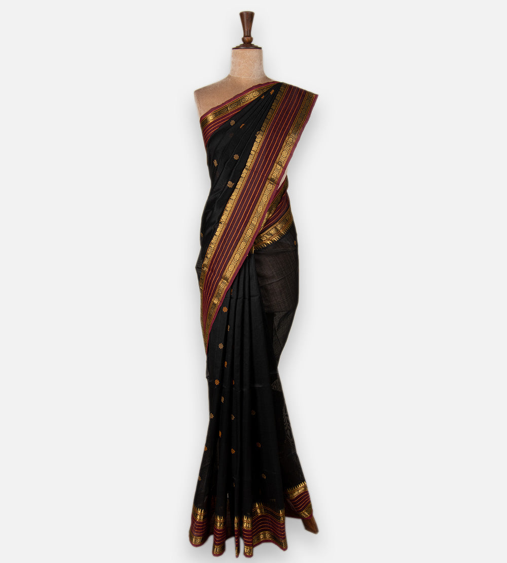 Black Cotton Silk Saree
