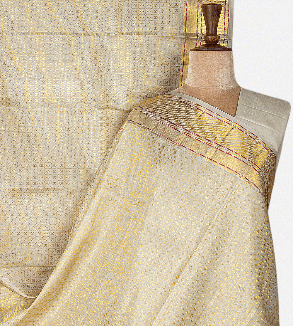 Beige Kanchipuram Silk Saree