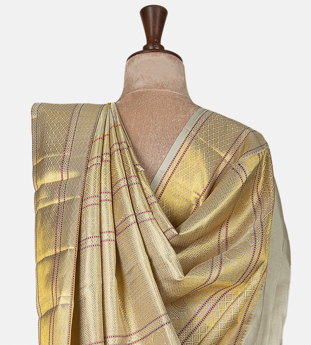 Beige Kanchipuram Silk Saree