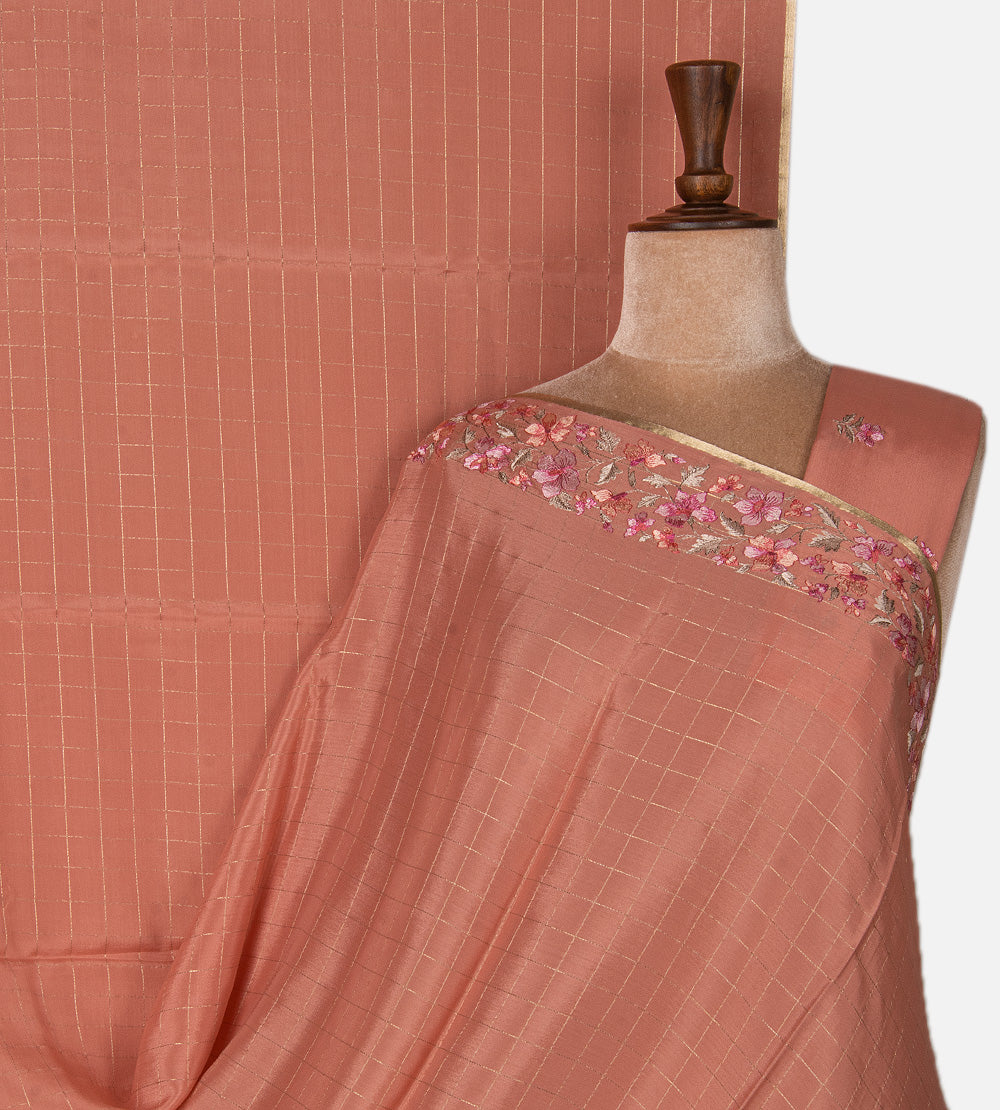 Salmon Pink Mysore Crepe Saree