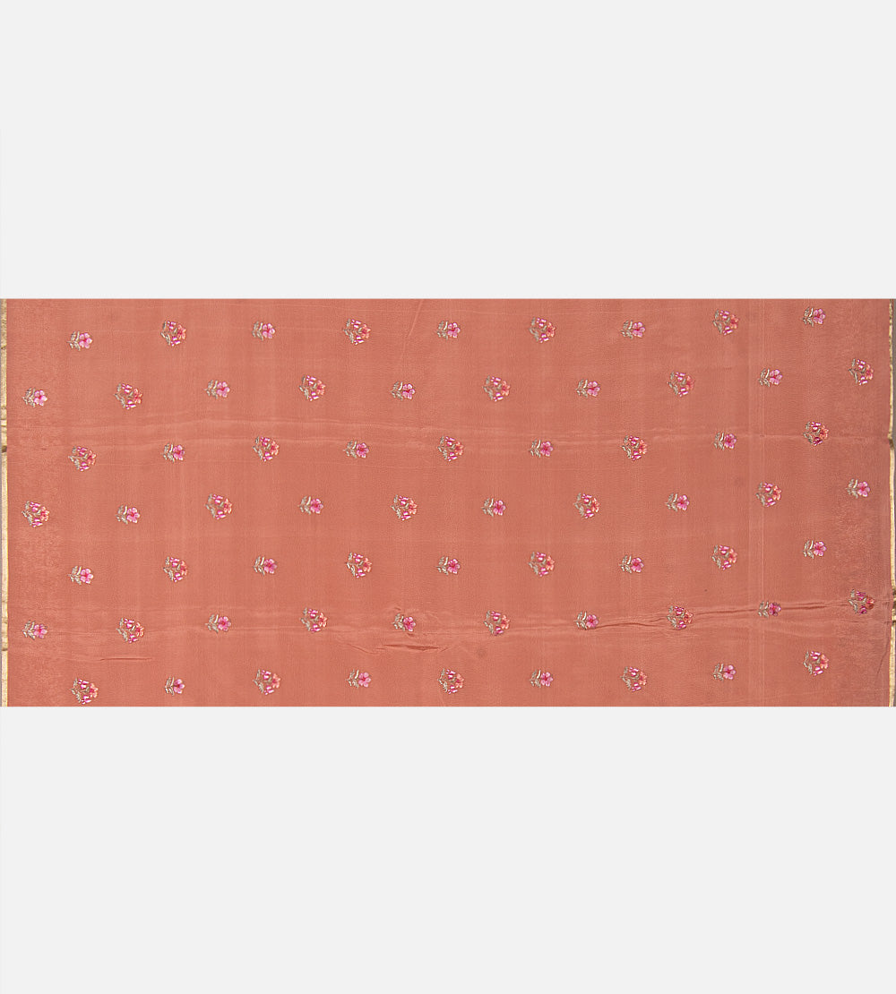 Salmon Pink Mysore Crepe Saree