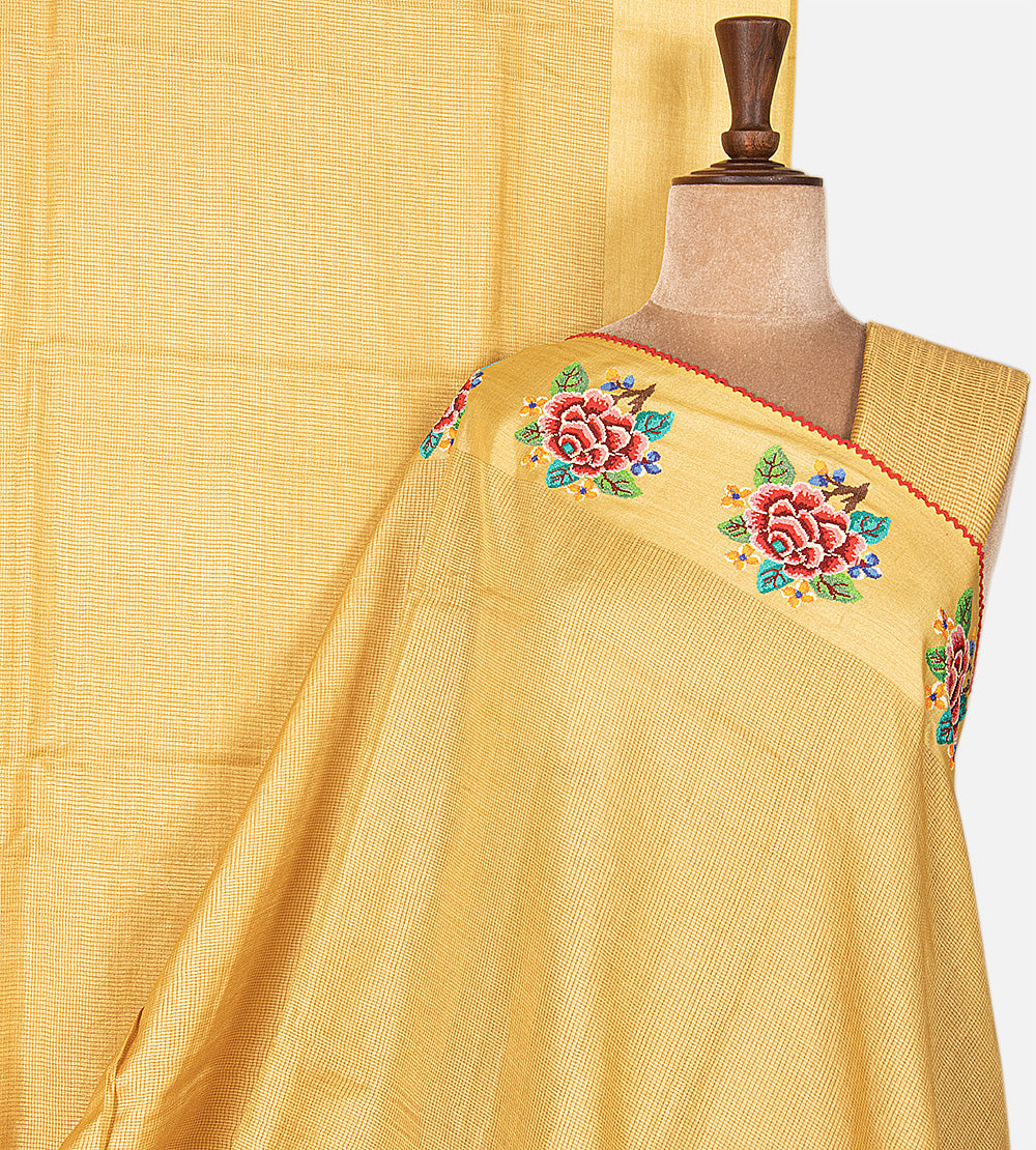 Pastel Yellow Tussar Saree