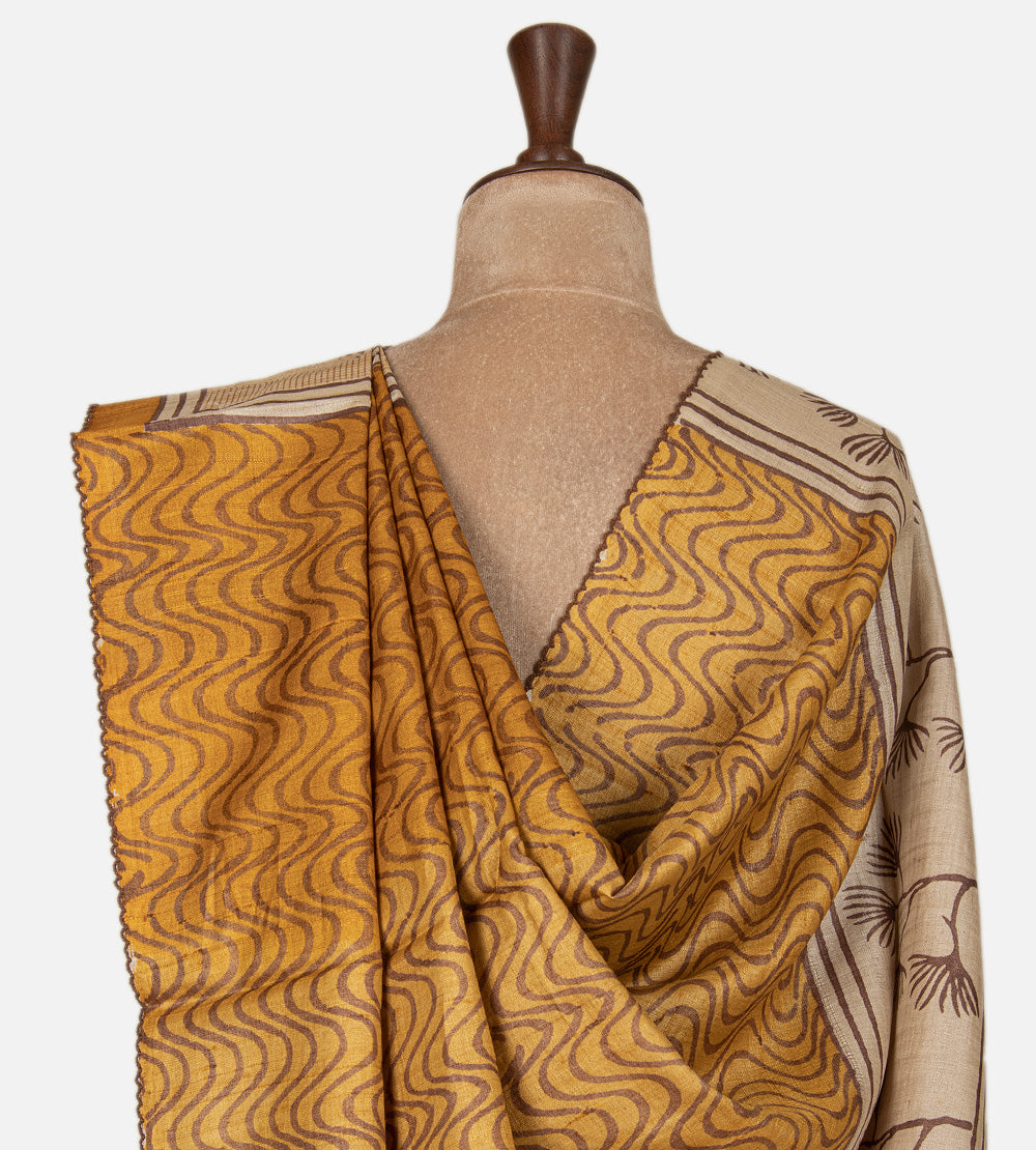 Beige Tussar Saree