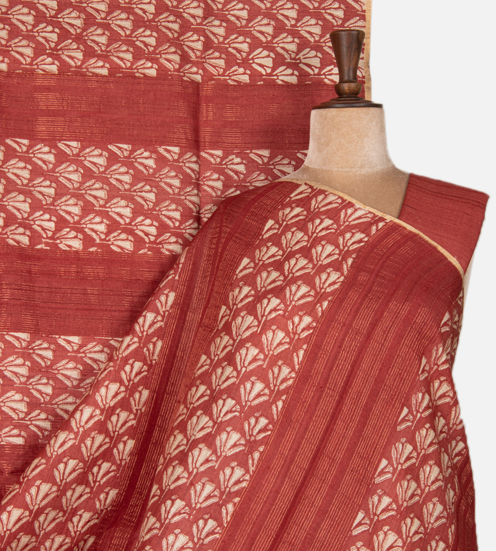 Red Tussar Saree