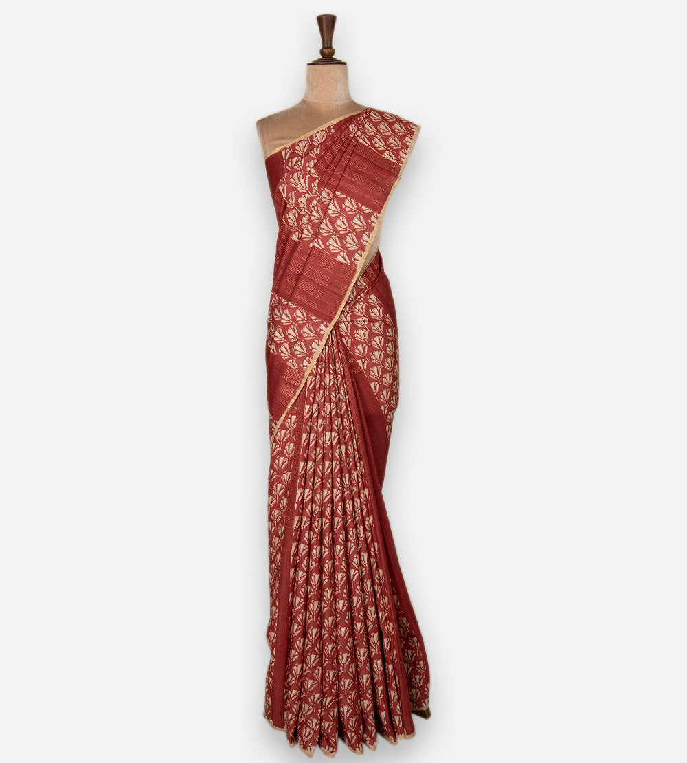 Red Tussar Saree