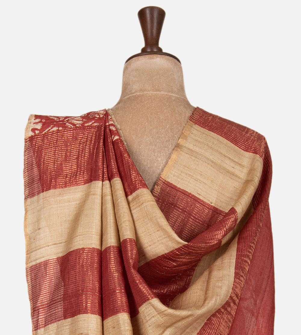 Red Tussar Saree