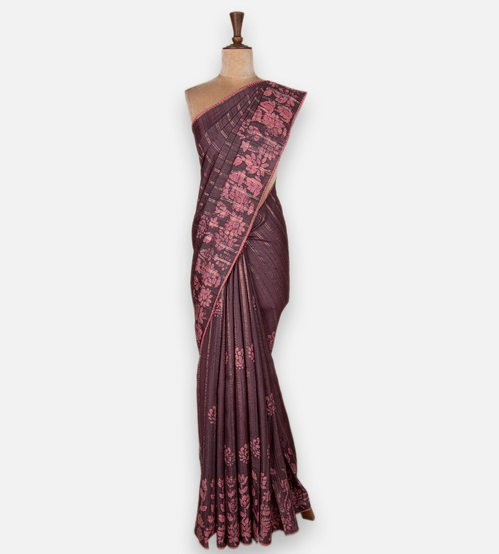 Aubergine Purple Tussar Saree