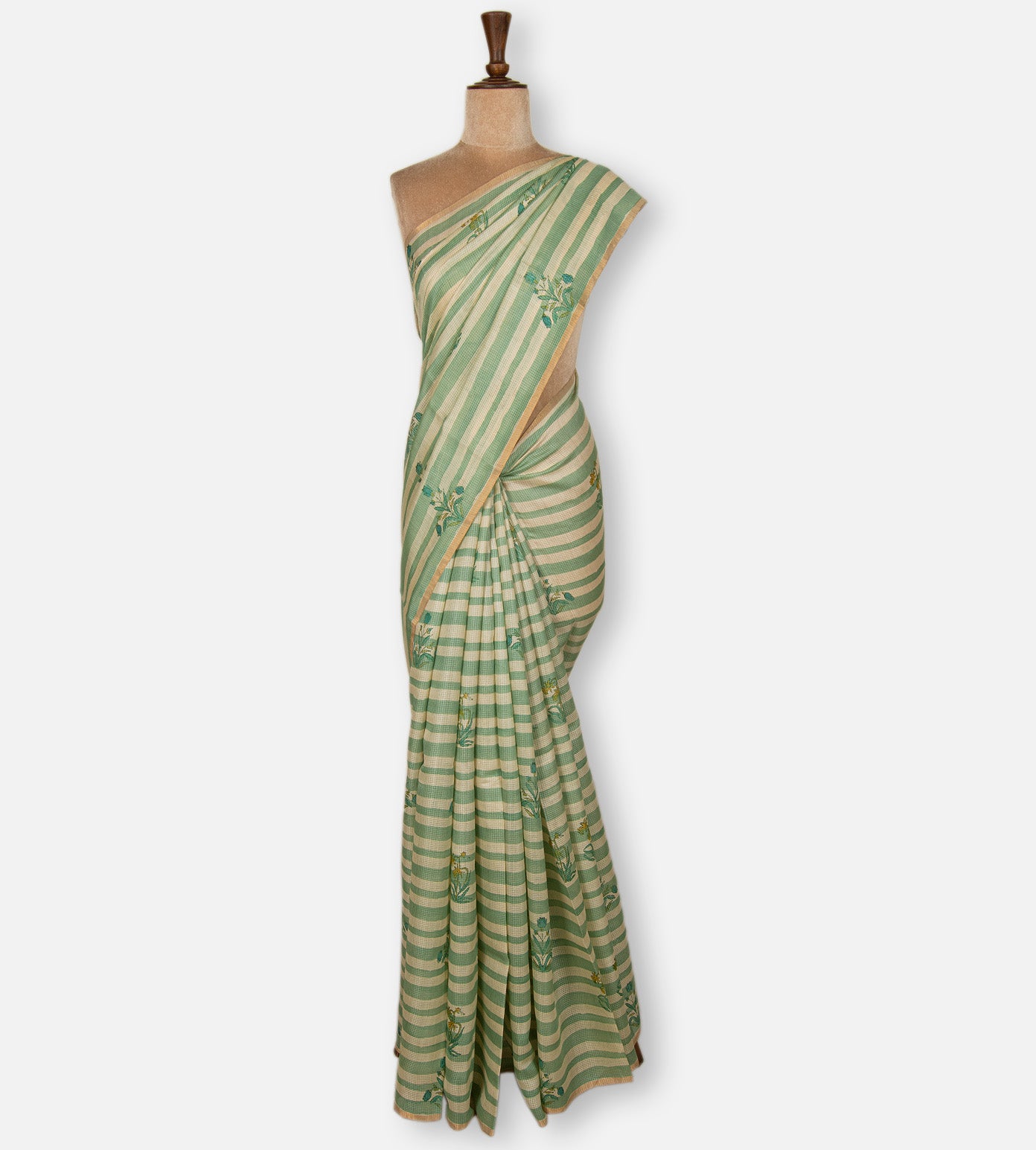 Light Beige Tussar Kota Saree