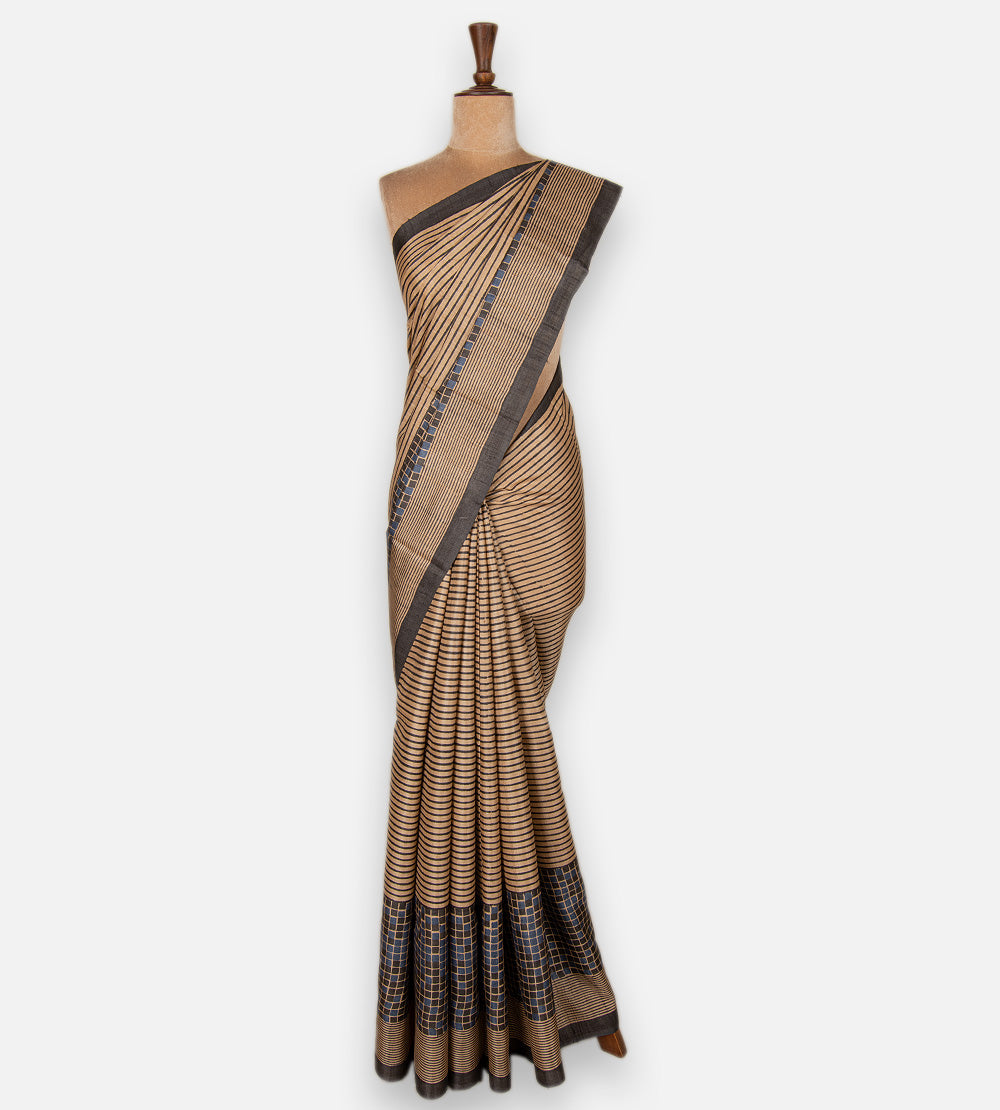 Beige Tussar Saree