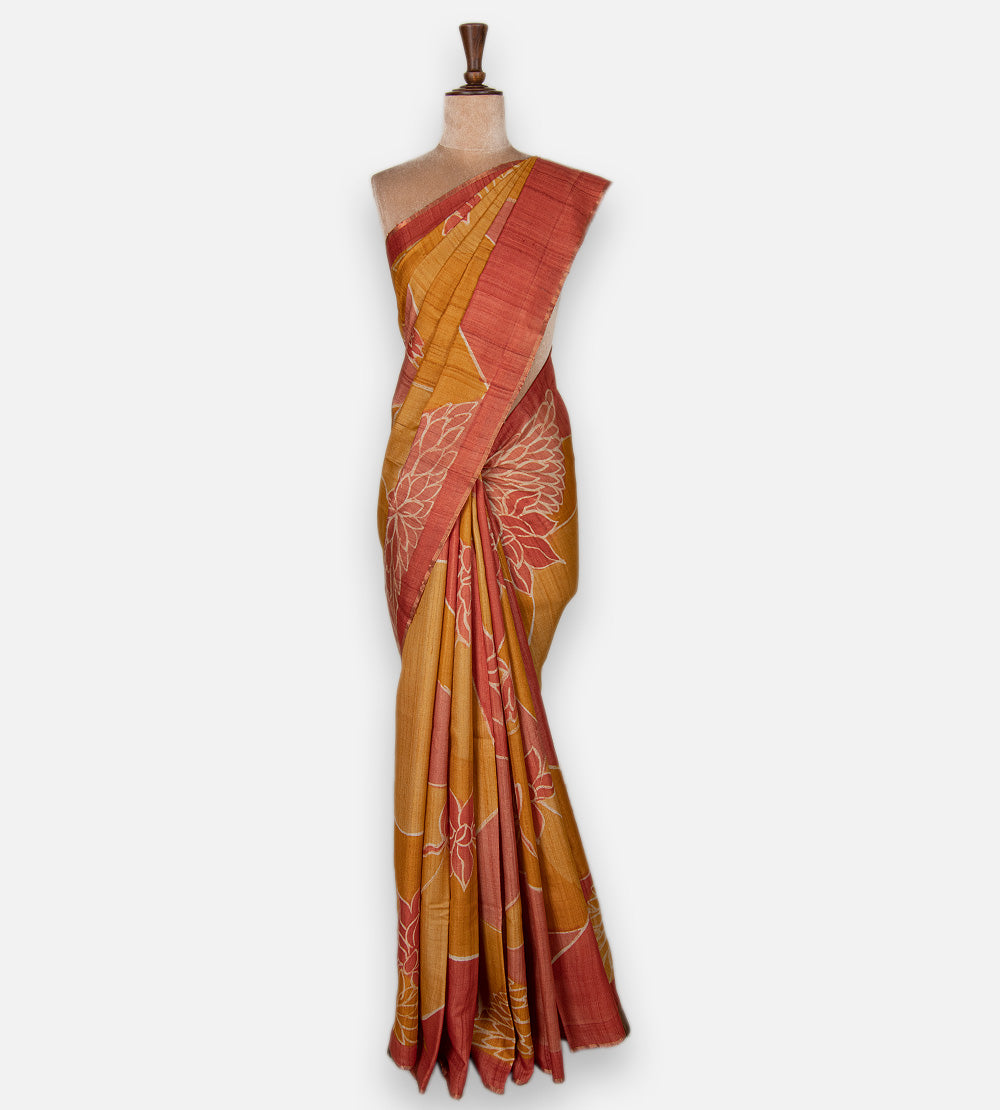 Yellow Tussar Saree