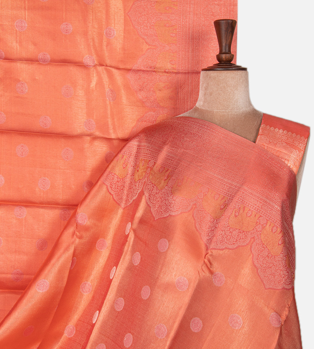 Peach Kanchipuram Silk Saree